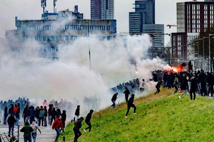 Feyenoord supporters outside De Kuip before the match against Ajax
