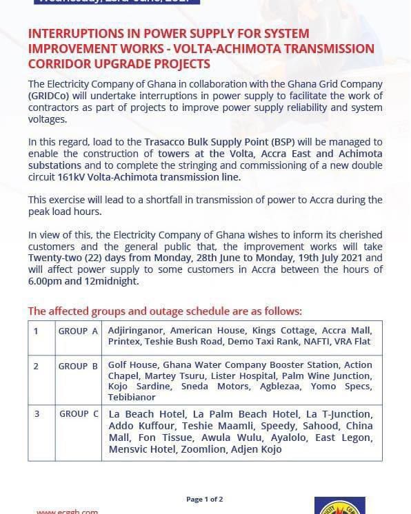 22-day dumsor schedule