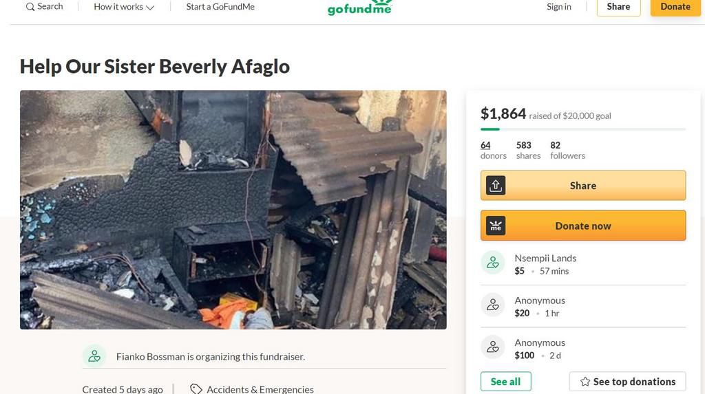 GoFundMe for Beverly Afaglo