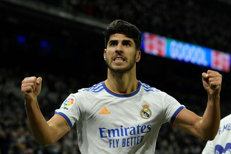 Marco Asensio celebrating his goal against Atletico Madrid in Real's last match