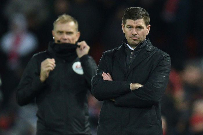 Unhappy return: Steven Gerrard (right) lost on his return to Anfield as Aston Villa manager