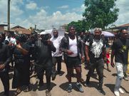 Bukom Banku and friends at his mother's funeral. Photo credit : Philip Otuo
