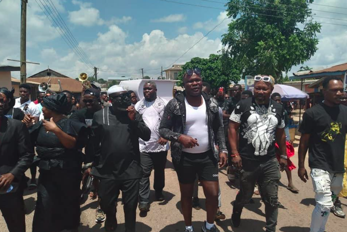 Bukom Banku and friends at his mother's funeral. Photo credit : Philip Otuo