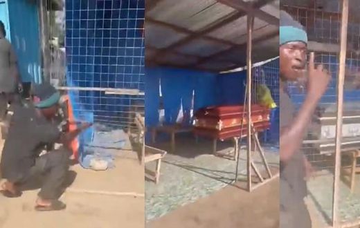 Ghanaian man expresses surprise after thieves broke into his shop and stole 2 coffins (video)