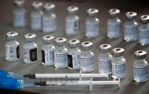 Vials of the Pfizer-BioNTech COVID-19 vaccine.
