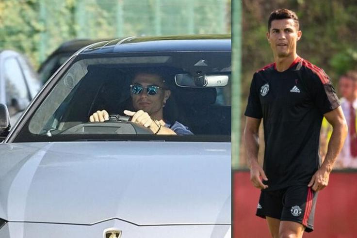 Cristiano Ronaldo shows up for Manchester United training in his £170,000 Lamborghini