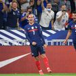 A double by Antoine Griezmann (L) gave France a 2-0 win over Finland the World Cup holders first win in six matches and took his tally to 41 for his country level with Michel Platini