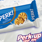 An image of the new pack design for Perk Biscuit