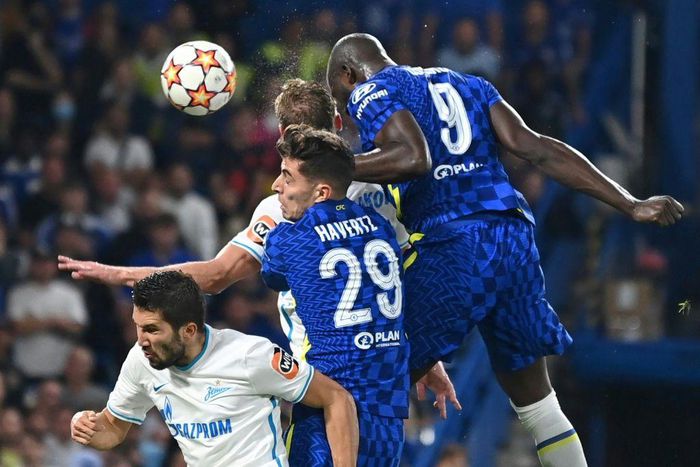Romelu Lukaku (right) scored on his Champions League debut for Chelsea