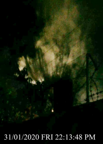 Smoke emanating from the premises of Exhale Lounge
