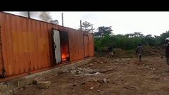The vandalized container