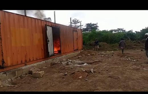 The vandalized container