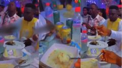 Couple serves ‘gari soaking’ to guests at wedding reception (video)