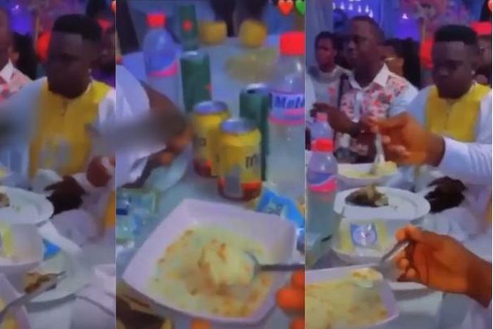 Couple serves ‘gari soaking’ to guests at wedding reception (video)