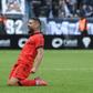 Nice's French foward Andy Delort celebrates his goal and victory of his team during the French L1 football match between SCO Angers and OGC Nice at The Raymond Kopa Stadium in Angers, western France on October 31, 2021.