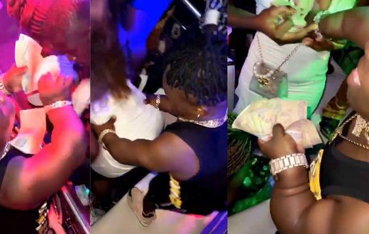 Shatta Bandle makes money rain in Nigerian club