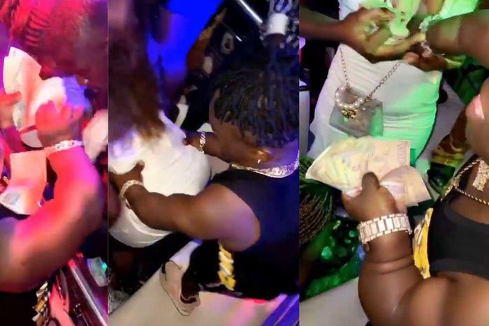 Shatta Bandle makes money rain in Nigerian club