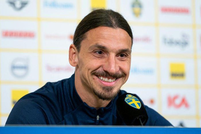 Zlatan Ibrahimovic was in a good mood back in the SWeden camp