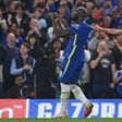 Romelu Lukaku (L) scored his first Champions League goal for Chelsea
