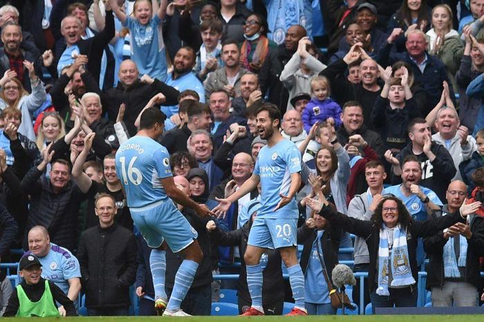 Bernardo Silva (right) scored Manchester City's first goal against Burnley