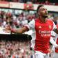 Man of the moment: Arsenal captain Pierre-Emerick Aubameyang celebrates his winner against Norwich