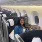 Fella Makafui on the plane