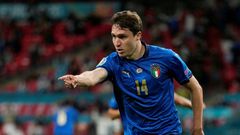 Italy's Federico Chiesa celebrates his goal against Austria in the Euro 2020 last-16 match at Wembley