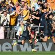 Wolves striker Raul Jimenez (R) celebrates scoring against Southampton