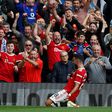 Bruno Fernandes scored a hat-trick for Manchester United in front of the biggest sporting crowd in Britain since March 2020