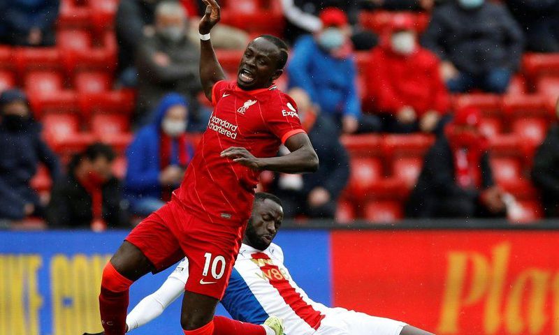 Senegal star Sadio Mane (L) playing for Liverpool against Crystal Palace in the Premier League last season