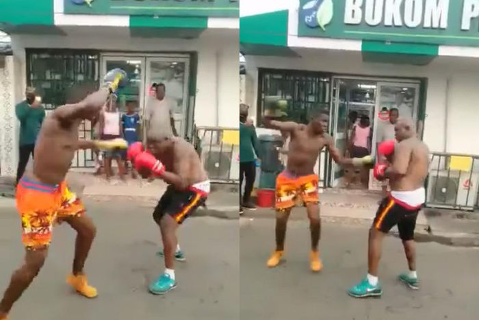 ‘Like father, like son’: Bukom Banku takes on his son in sparring session (Video)