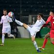 Leipzig’s Spanish forward Hugo Novoa (R) celebrated three first this week
