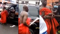 Angry man chases Toyota V8 driver in Kumasi street with machete over sex with his wife (video)