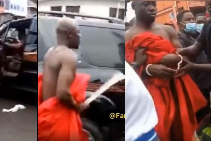 Angry man chases Toyota V8 driver in Kumasi street with machete over sex with his wife (video)