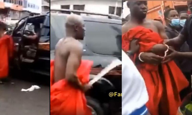 Angry man chases Toyota V8 driver in Kumasi street with machete over sex with his wife (video)
