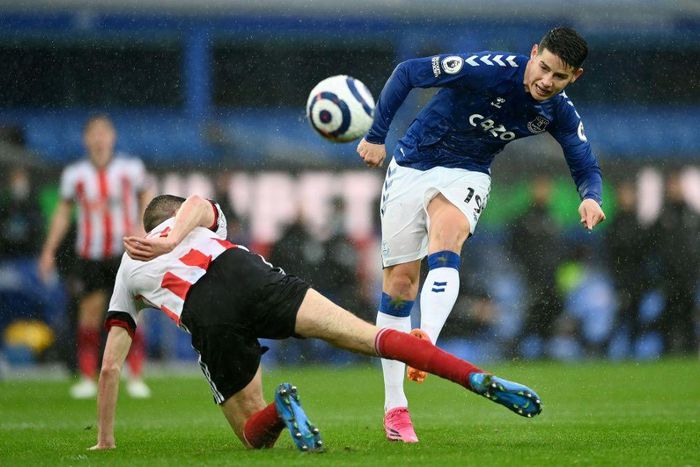 James Rodriguez (right)will miss Everton's opening Premier League game of the season due to being in self-isolation
