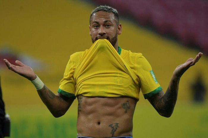Star quality:  Neymar celebrates after scoring against Peru in a World Cup qualifier last month