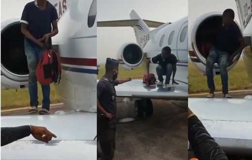 Police pick up a boy who hid inside an aeroplane’s engine to travel abroad (video)