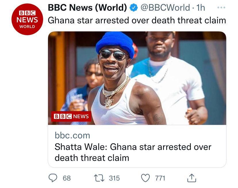 Shatta Wale's makes it to BBC world news