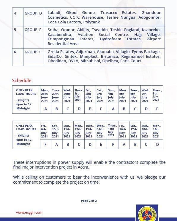 22-day dumsor schedule