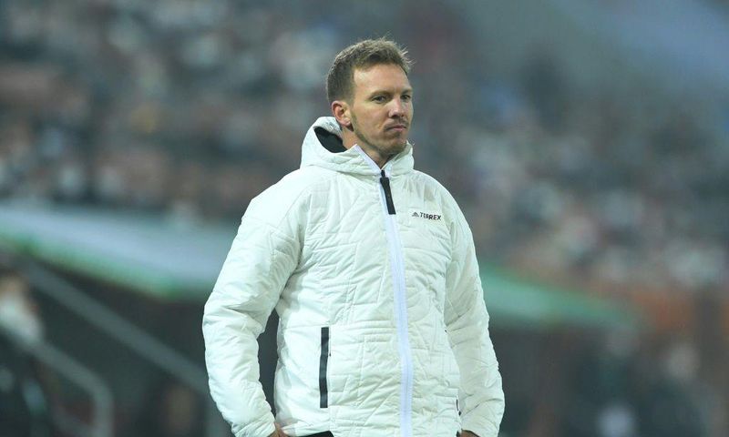 Bayern Munich coach Julian Nagelsmann shows his frustration in the shock defeat at Augsburg