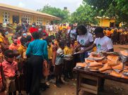 Isaac Dogbe supports beauty queen Rebecca Asamoah to give school uniforms, stationary, others to Akuapem M/A Basic School