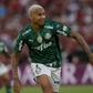 Palmeiras' Deyverson celebrates after scoring against Flamengo in the Copa Libertadores final