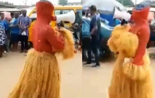 Accept Jesus Christ as Lord and saviour – Bible-holding masquerade preaches