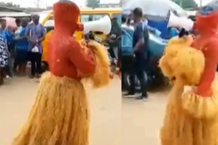 Accept Jesus Christ as Lord and saviour – Bible-holding masquerade preaches