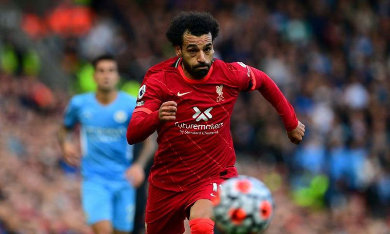 Livepool star Mohamed Salah chases after the ball in a Premier League match against Manchester City at the weekend