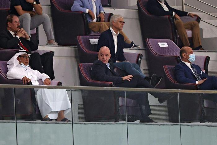 FIFA President Gianni Infantino and Arsene Wenger, the head of global development, at a match in Qatar recently