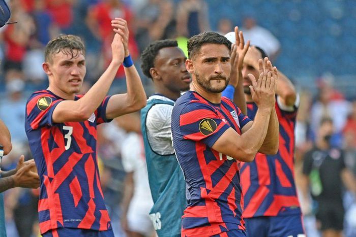 United States players hope to celebrate again after the semi-finals of the CONCACAF Gold Cup football tournament