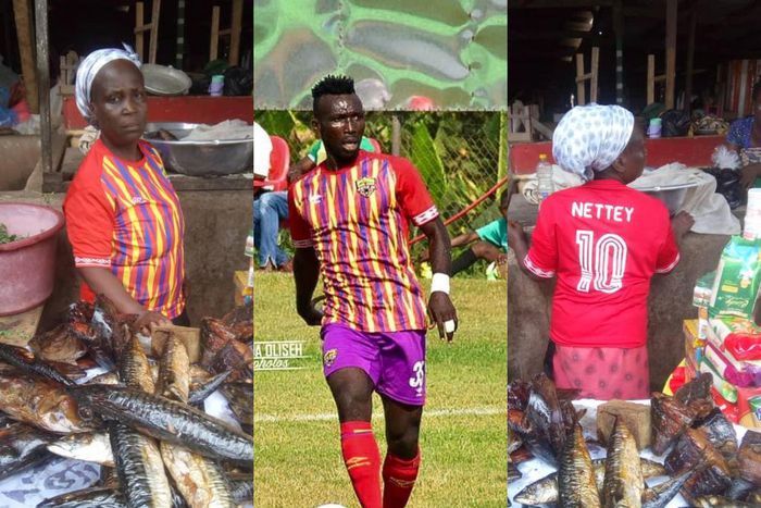 Photos: Emmanuel Nettey’s mum warms hearts after wearing son’s jersey to work
