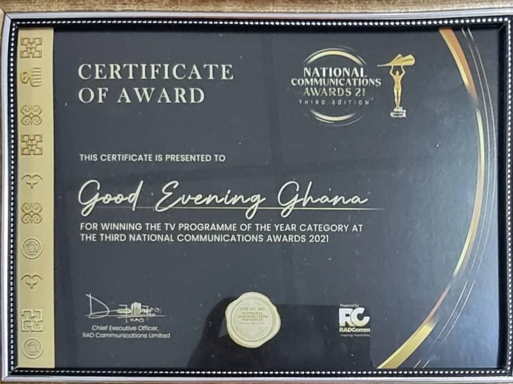 Good Evening Ghana wins TV Programme of the Year at NCA